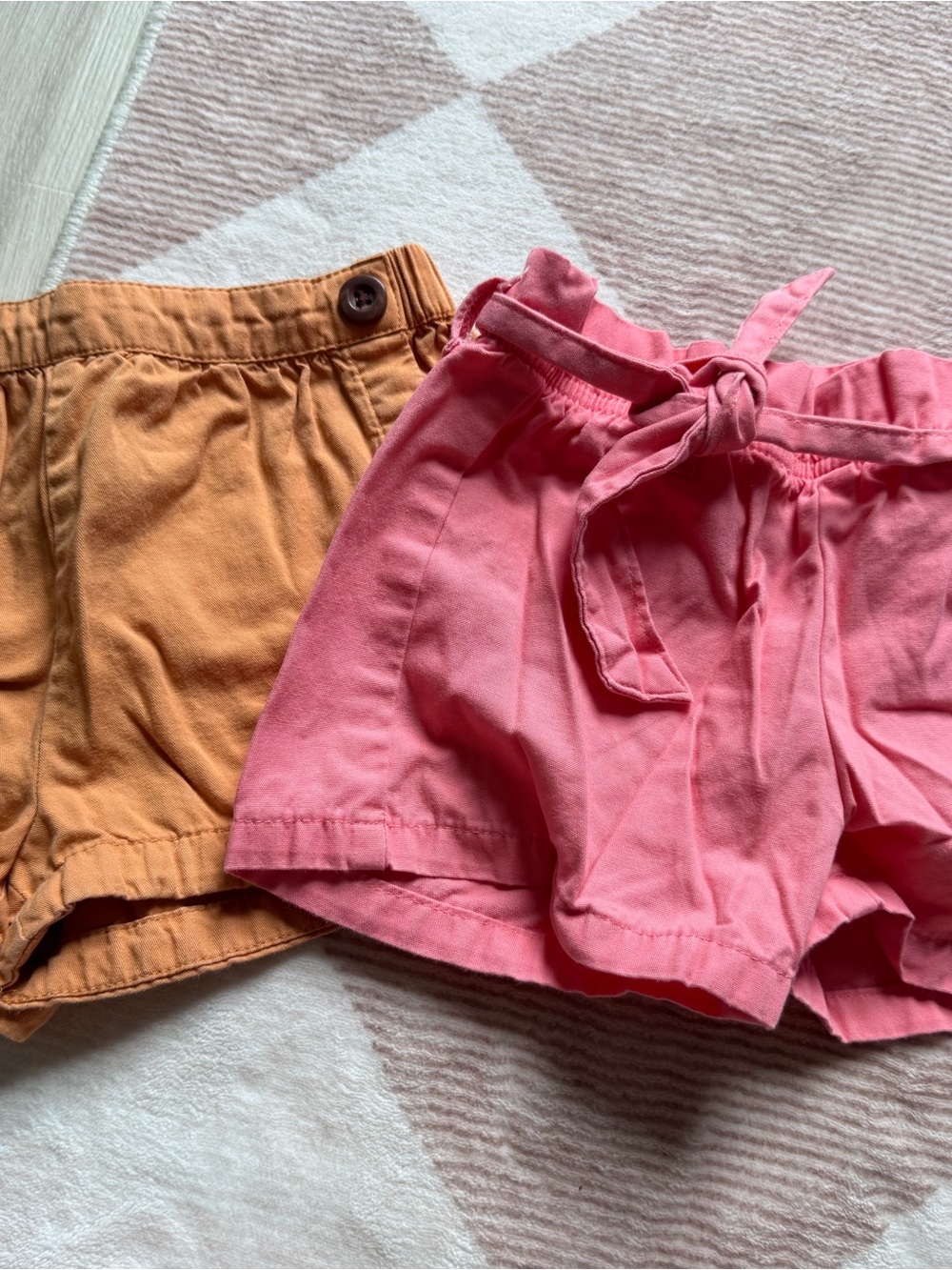 OshKosh B'gosh Pink Tie-Front Shorts & Orange Elastic-Waist Shorts